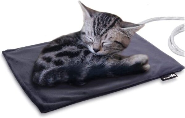 Pecute Pet Heat Pad Small 32x40cm, Constant Heating Safe Electric Heated Mat Anti Bite Waterproof with Removable Flannel Cover & Fire Retardant Cotton, Soft Cosy for Puppies Kittens(2 Covers)