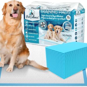 PetCellence Puppy Training Pads 50 Pack - Premium Absorbent Dog Pads with Adhesive Sticky Tabs - Leak-Proof Floor Protection Mats for Incontinent Puppies