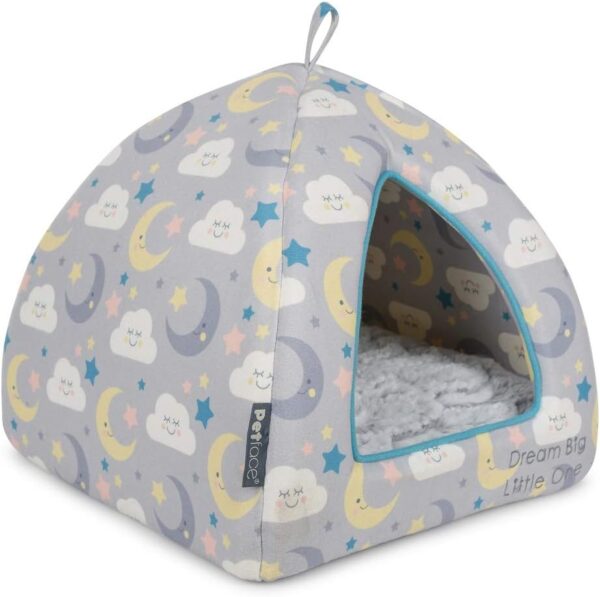 Petface (Little Petface) Igloo Kitten Bed, Grey Cloud and Moon Print