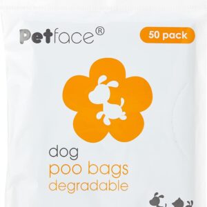 Petface No Mess Tie-Handle Degradable Dog Poop Bags, Pack of 50 Black