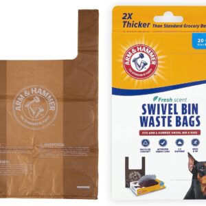 Petmate Heavy Duty Pet Waste Bags for Swivel Bin & Rake Dog Pooper Scooper, 20 Count Refill Bags (Packaging May Vary)