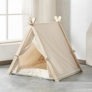 Pets Teepee, Dogs Tent,Cat Dog Teepee Bed House,Pet Tent Indoor,Pet Play Houses Dog/Cat Bed house with Removable Washable Cushion