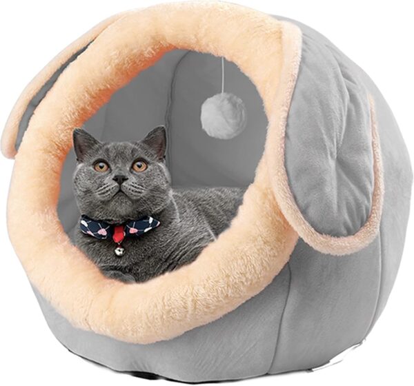 Pinkgarden Cat Bed for Indoor Cats,Cat House Furniture for Pet Kitten Tent Cave,Cute Dog Beds for Puppy Medium Dogs with Removable Washable Soft Cushioned Pillow,Grey