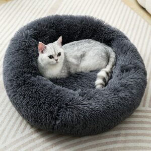 Plush Donut Dog bed Donut Cat Bed Dog Bed Kittens Beds Small Pet Bed Cat Beds For Indoor Cats Pet Bed Cat Bed Cave Puppy Bed Small Dogs Bed Soft Kitten Bed For 5KG Pet