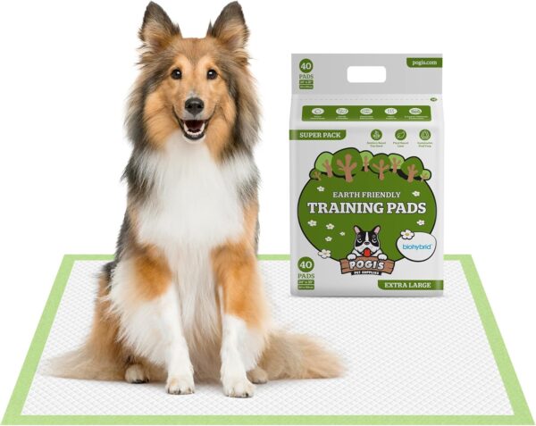 Pogi's Training Pads - Extra Large, Super Absorbent, Earth-Friendly Puppy Training Pads with Sticky Tabs for Medium to Large Sized Dogs (Extra Large - 60 x 90 cm, 40-Count)