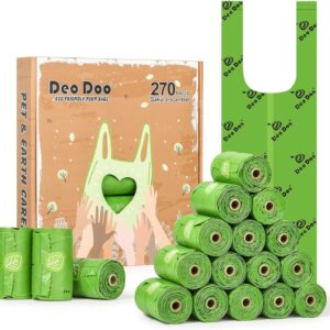 Poo Bags Dogs with Tie Handles Biodegradable Cherry Blossom Scented Poop Bags 270 Counts 18 Rolls Leak Proof and Extra Thick Waste Bags Refill Rolls for Cat Litters