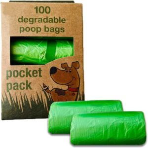 Poo bag Pack of 100 Biodegradable Tie Handles Extra Thick Poo Bags Dogs Waste Eco-friendly Upgraded Version Pet Poop Bags - 100% Leak Proof Doggy Waste Bag (Color Green)