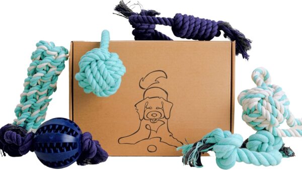 Puppy Rope Toys, Chew Ropes for Puppies from 8 weeks, Teething Toys for Play, Natural Dog Enrichment, Puppy Gift Box (Small-Medium)