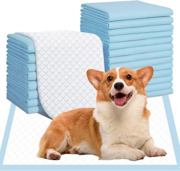 Puppy Training Pads 100 Pack, Super Absorbent Disposable Dog Pee Pad, Pet Training Mat for Dogs Cats Rabbit (45x60cm)