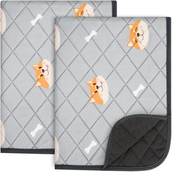 Puppy Training Pads 2 Pack Washable Dog Pee Pad Super Absorbency Waterproof Dog Mat for Puppy Crate, Non Slip Reusable Dog Whelping Pad 67*50cm Shiba