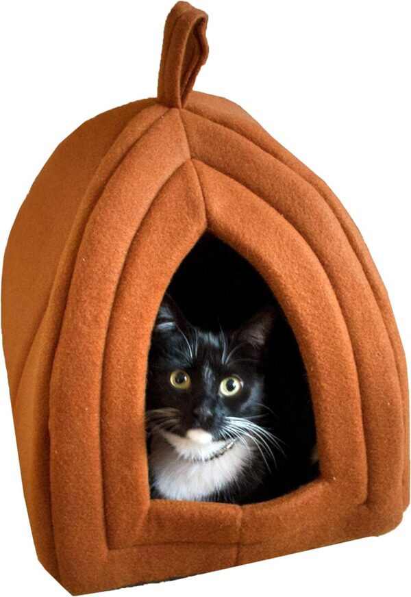 Pyramid - Cat Houses for Indoor Cats with Removable Foam Cat Bed for Kittens or Small Dogs by PETMAKER (Brown),12 Inch