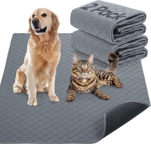 Reusable Dog Training Pads, 2 Pack Washable puppy training pads, Super Absorbent Waterproof Dog Mat Pee Pads for Dogs, Fast Drying Training Pads for Home, Car, Travel (100cm*75cm)