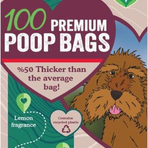 Rosewood 100 Premium Poop Bags, Thic, Strong, Made From Recycled Plastic, Extra Strong Poop Bags For Dogs, 100 count (Pack of 1)