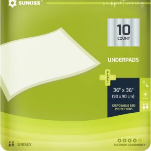 SUNKISS TrustPlus 90 x 90 cm Disposable Incontinence Underpads, Absorbent Bed Pads for Adult and Elder, Furniture Protectors, Overnight Leak Protection, Odor Control, Pet Training Pads, 10 Count