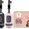 SVD.PET [2-Pack] Retractable Waste Bag Dispensers Gift Set, 2 Pet Waste Bag Holders with 60 large Waste Bags, Dog Walking Accessory Gift Value Pack (Black & Primrose Pink)
