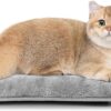 Self Heating Cat Beds for Indoor Cats Washable with Waterproof Removable Cover Anti Slip Dog Bed Crate Mat Mattress Warming Mat Thermal Blanket Memory Foam Cat Cushion Grey 56x32cm
