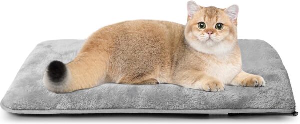 Self Heating Cat Beds for Indoor Cats Washable with Waterproof Removable Cover Anti Slip Dog Bed Crate Mat Mattress Warming Mat Thermal Blanket Memory Foam Cat Cushion Grey 56x32cm