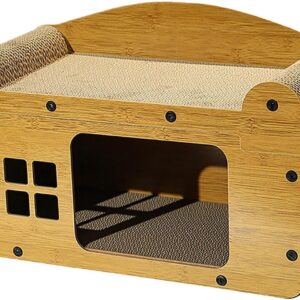 Sharplace Cardboard Cat House Lounge Bed Hide Out Interactive Kitty Condo Scratcher Board for Kitten Indoor Cats Small Animals Pet Toy, M