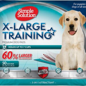 Simple Solution Extra Large Training Puppy Pads - 3 in 1 Attractant - Absorbs Up to 7 Cups of Liquid - 28x30in - 50 Count