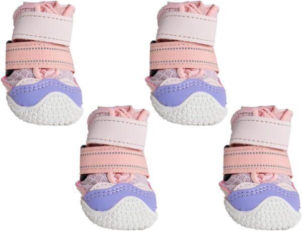 Spark Paws Hot Pavement Dog Shoes - 4-Pack Protective Paw Wear for Hot Pavement, Rough Terrain & Thorns, Easy-Wear Design for Wide Paws - Pink - D