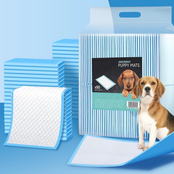 Super Absorbent Puppy Training Pads 50 pack Disposable Puppy Pads Puppy Whelping Kit Cat Wee Pee Pad Mat 59cm x 45cm