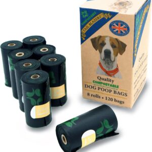 TAIL BLAZERS™ Quality Compostable Dog Poo Bags 120. Corn Starch Waste Bag Rolls for Dogs. Thick, Double Seal, Leak Proof. Different from Biodegradable Poo Bag. Easy Tear Dog Poop Bags.