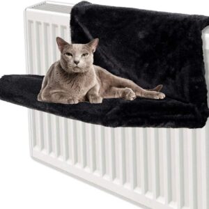 Taylor & Brown Cat Kitten Dog Puppy Pet Animal Hanging Radiator Bed - Warm and Cosy Fleece Basket Cradle Hammock Plush Strong and Durable Metal Frame (Black)