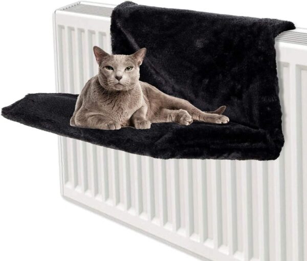 Taylor & Brown Cat Kitten Dog Puppy Pet Animal Hanging Radiator Bed - Warm and Cosy Fleece Basket Cradle Hammock Plush Strong and Durable Metal Frame (Black)