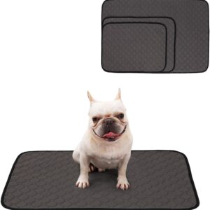 Tineer Washable Puppy Training Pad Pet Mat Anti-slip Reusable Dog Pee Pad Blanket for Dog/Cat/Rabbit (S, Grey)