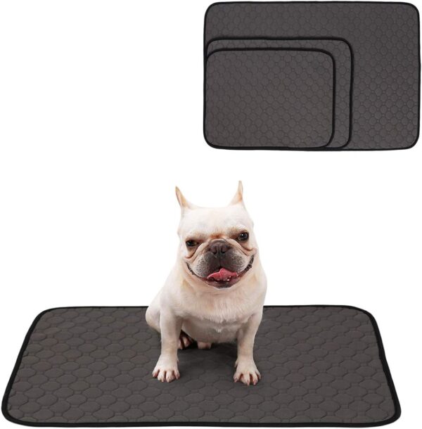 Tineer Washable Puppy Training Pad Pet Mat Anti-slip Reusable Dog Pee Pad Blanket for Dog/Cat/Rabbit (S, Grey)