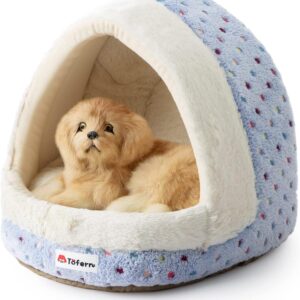 Tofern Cat Bed Small Dog Bed Pet Cave Bed For Puppy Kitten Rabbit Cute Fleece Igloo House for Small Dogs Indoor Cats Non-Slip Warm Washable Tent House