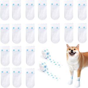 Toivize 40 Pcs Disposable Dog Shoes, Adjustable Non-Woven Dog Boots for 5-15kg Dogs with Self-Adhesive Bandage Paws Stop Licking Dog Boots Foot Cover for Walking Running Hiking (S)