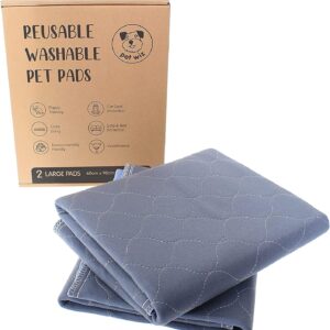 Two Pack of Reusable, Washable, Pet Pads in Grey, 4 Absorbency Layers & Slip Resistant Backing, For Training & Incontinence (Large (60 x 90cm))