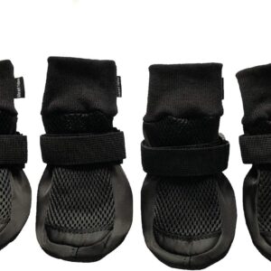 Vibrant Fellow Dog Boots Breathable Protective Set of 4 (Medium, Black)