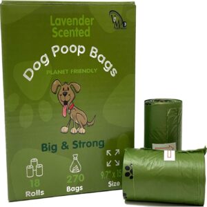 Vision Media® Dog Poo Bags, Guaranteed Leak Proof and Extra Thick Waste Bag Refill Rolls For Dogs, Lavender Scented, 270 Count - With Tie Handles