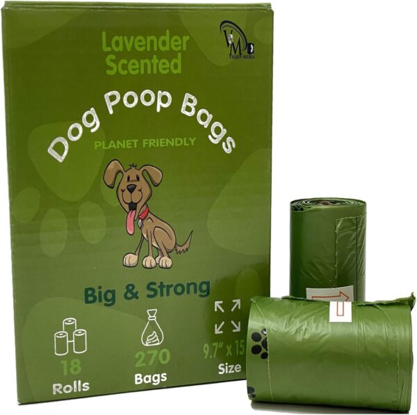 Vision Media® Dog Poo Bags, Guaranteed Leak Proof and Extra Thick Waste Bag Refill Rolls For Dogs, Lavender Scented, 270 Count - With Tie Handles