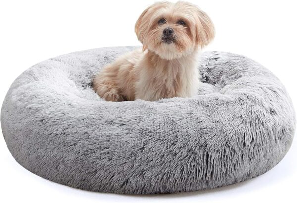 WESTERN HOME WH Dog Bed,Cat Kitten Bed large washable,Waterproof Scruffs Dog Bed,Fluffy Plush Dog Basket with Anti-Slip Bottom,Light Grey,M (50x50x20 cm)