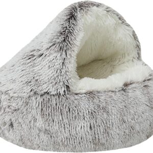 WGYTECH Cat beds for Indoor Cat Cave Hooded Plush Donut Cat Bed House，Warm Fleece Pet Cushion Sofa，Faux Fur Round Comfortable Self Warming Indoor Sleeping Bed For Indoor Kittens and Puppy Small Dogs