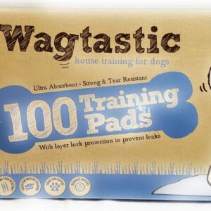 Wagtastic Puppy/Dog Training Pads 100 Pack – Ultra-absorbent/Layer Locked Protection/Strong & Tear Resistant (56 x 56cm)