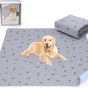 Washable Dog Pee Pad 168x125 Extra Large, Fast Absorbent Reusable Puppy Pads, Waterproof Pet Training Pads with Bone Print,Non-Slip Whelping Pad for Dog Playpen, Incontinence, Housebreaking