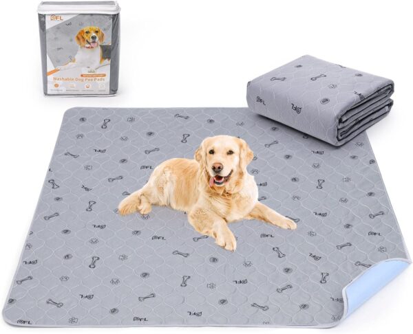 Washable Dog Pee Pad 168x125 Extra Large, Fast Absorbent Reusable Puppy Pads, Waterproof Pet Training Pads with Bone Print,Non-Slip Whelping Pad for Dog Playpen, Incontinence, Housebreaking