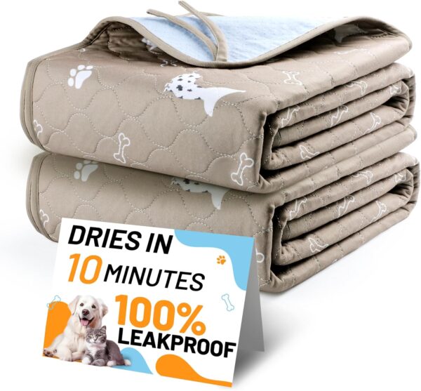 Washable Pee Pads for Dogs, 2 Pack Reusable Dog Pee Pads, Non Slip, Super Absorbent, Add 8 Lanyards, Waterproof Pet Mat, Puppy Training Pads (18x24 Inch ,Pack of 2)