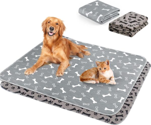 Washable Pee Pads for Dogs, Reusable Dog and Puppy Training Pads, Absorbent Dog Training Pads, Leakproof Pet Pads for Pet Bed Mat, Non-Slip Pee Whelping Pads for Playpen, Potty, Crate 80*90cm 2 Pcs