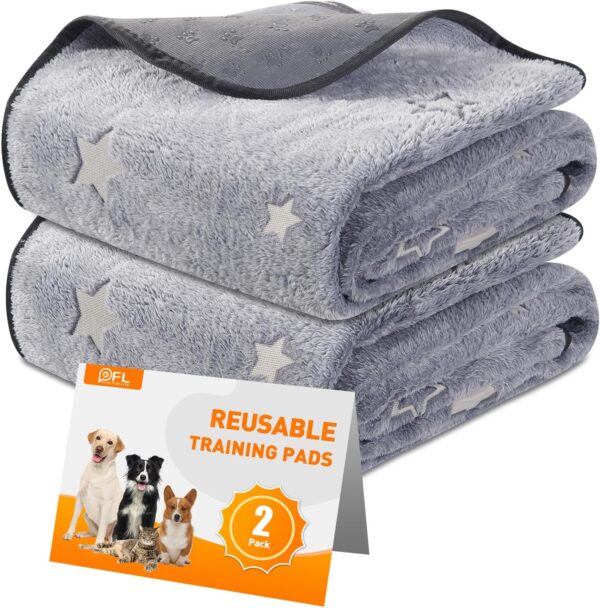 Washable Puppy Pads, 2 Packs Fast Absorption Reusable Puppy Pads, Dog Pee Pad, Waterproof Whelping Pads, Non-Slip Training Pads Pet Playpen Puppy Mat for Floor, Dog Crate -79x92cm