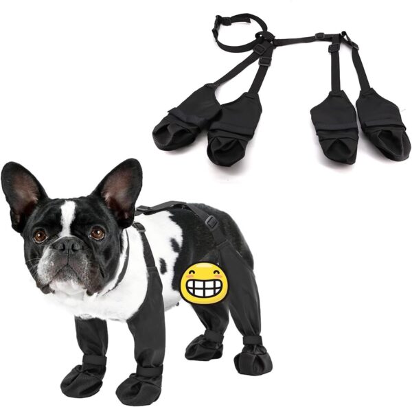 Waterproof Dog Boots Paw Protector, Adjustable Dog Shoes Dog Suspender Boots Cover with Anti-Slip Strap, Dogs Rain Shoe Booties & Paw Protectors for Outside Running Dirty-proof