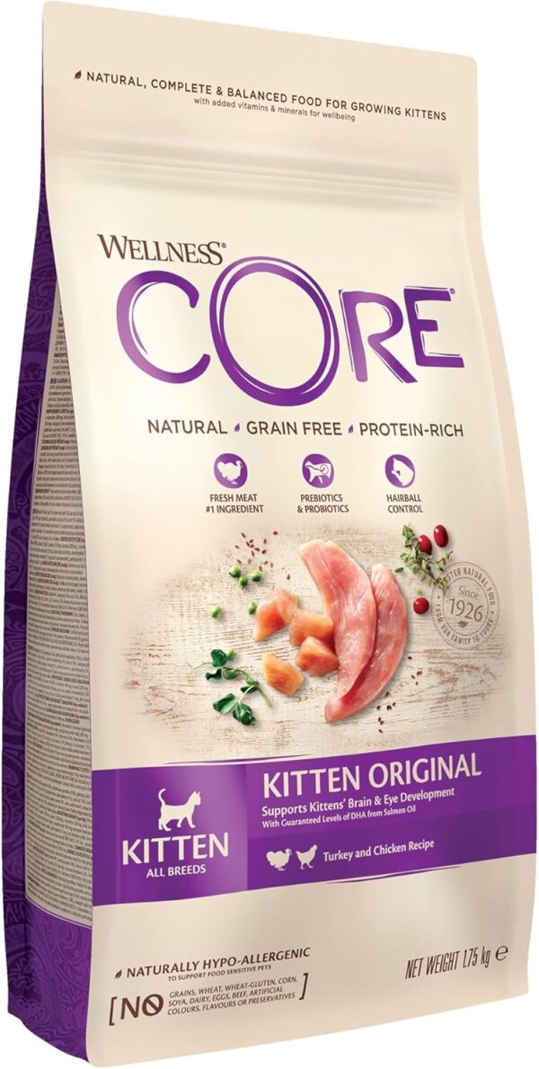 Wellness CORE Kitten Original, Dry Cat Food, Kitten Food Dry, Grain Free, High Meat Content, Chicken & Turkey, 1.75 kg