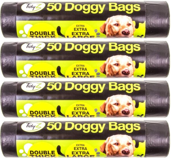 White Hinge Extra Large Super Strong 200 x Doggy Bags - 38cm Poo/Waste Pickup - Tie Top Mess Holders | UK COMPANY