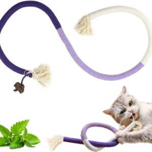 YANGCHUN Catnip Toy Bite Rope, Interactive Cat Toy for Indoor Cats, Kitten Teething Chew Toy Rope, Filled Natural Catnip Cat Chew Teeth Cleaning Stress Release Catnip Cotton Rope Toy-Purple 1PCS