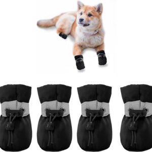 YAODHAOD Dog Shoes，Anti Slip Dog Boots Paw Protector, These Comfortable Soft Soled Dog Shoes are with Reflective Straps, for Small Dog (6, black)