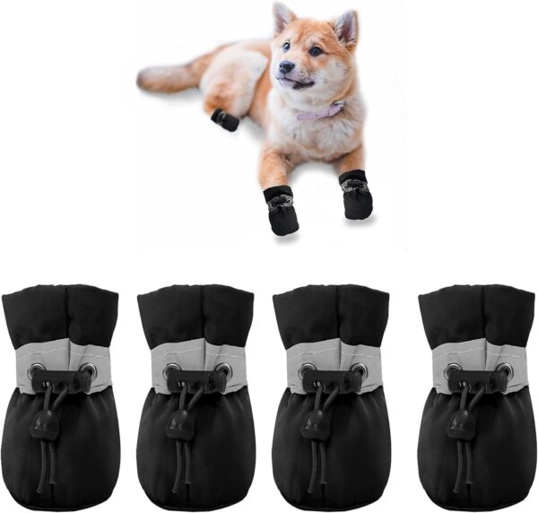 YAODHAOD Dog Shoes，Anti Slip Dog Boots Paw Protector, These Comfortable Soft Soled Dog Shoes are with Reflective Straps, for Small Dog (6, black)